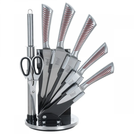 Bass Knives set 8 pcs  - Stainless Steel with a hint of red