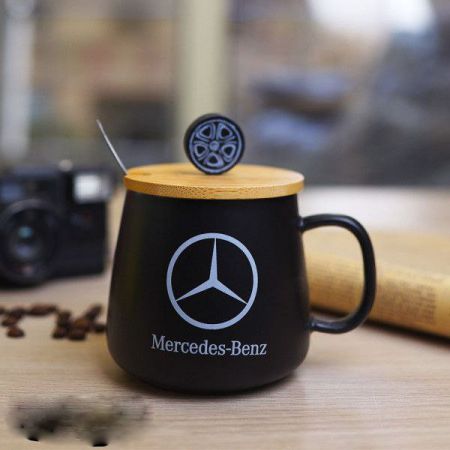 Mercedes Mug with Lid  & Spoon - Black