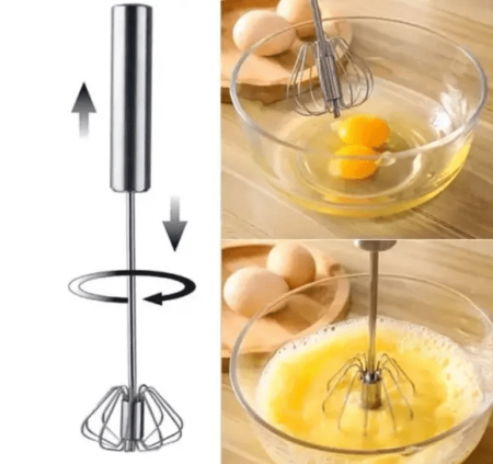 Stainless steel whisk with mechanism