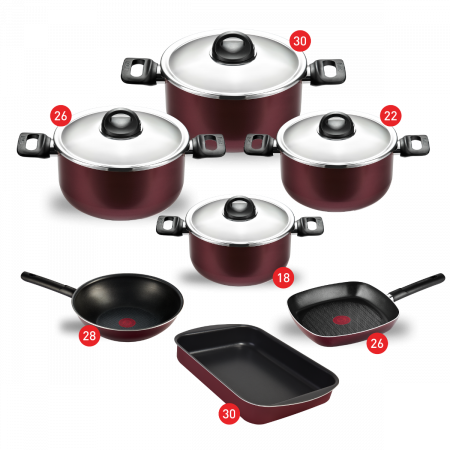 Tefal Armatal Set Stewpots 18,22,26,30 + Wok 28,Grill,Tray30