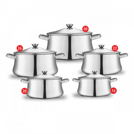 Zahran Stainless Steel Classic Stewpot Set 10 PCS - 16,20,22,26,30