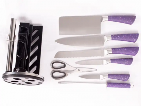 Bass knife set 8 pcs with stand - Purple