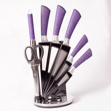 Bass knife set 8 pcs with stand - Purple