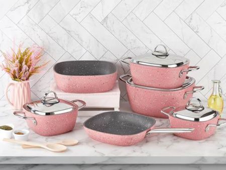 Saflon Granite Set 10 pcs (18,20,24,28)(pan26)(Tray 28) - Pink